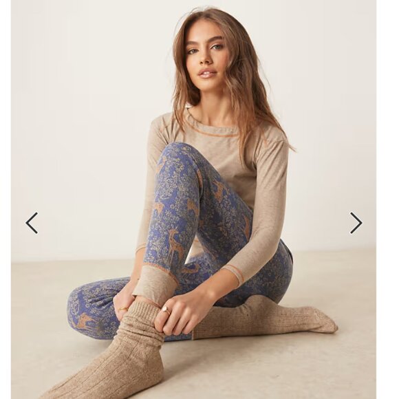 NEW FREE PEOPLE 2pc Chill Evening Pajamas Set in Night Sky for women 1125 3s2 - Picture 3 of 4